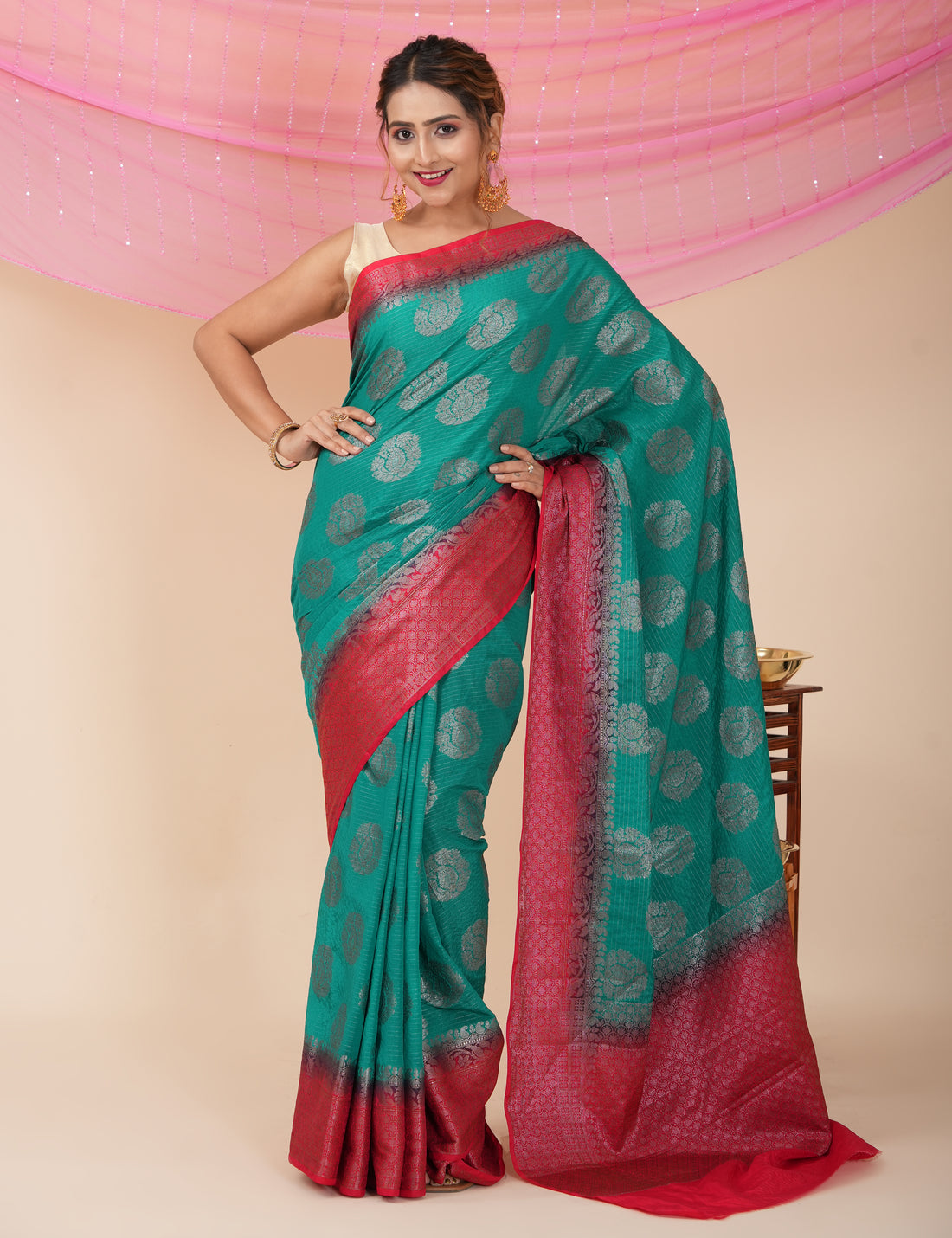 Diwali Party Wear Banarasi Saree - Green