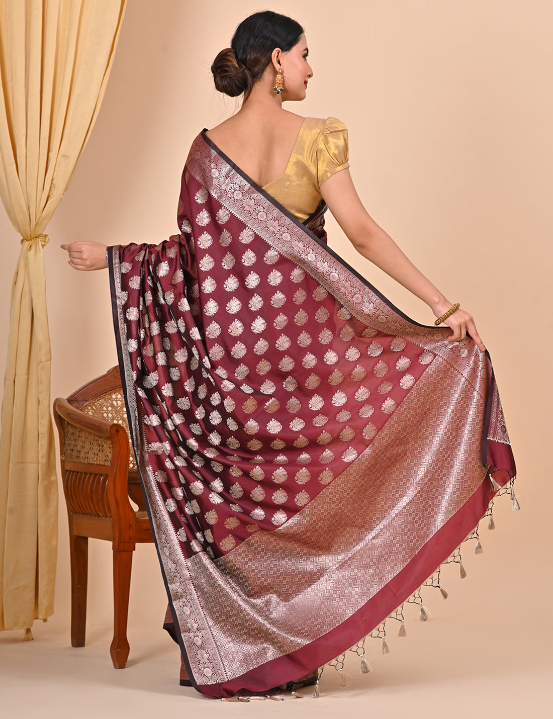 Women Office Wear Banarasi Saree - Maroon